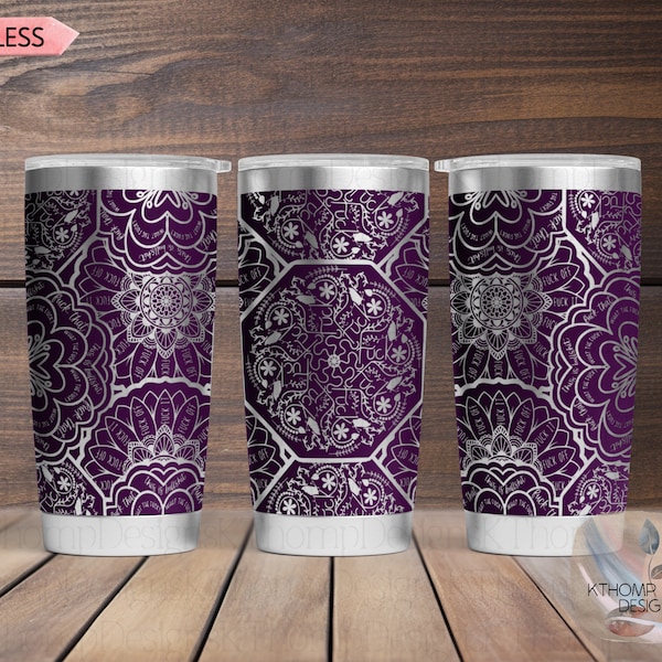 Cuss Wort Mandala F * ck Mandala Laser graviert Nahtloses Full Wrap Design für 20oz und 30oz Becher, digitaler Download, SVG Wrap für Wrapper