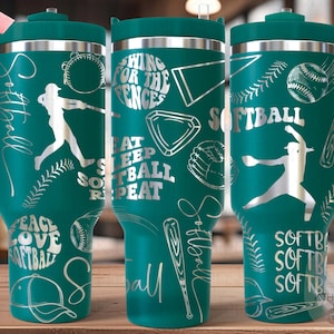 Softball Sports Tumbler Wrap SVG, 40oz Laser Engraving File, Rotary Ready Digital Design, Sports Fan SVG