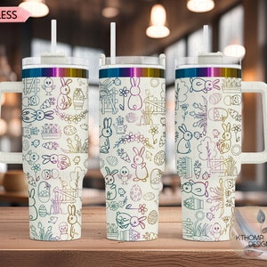 Osterhase Doodles Laser SVG Verpackung für 30oz und 40oz Henkelbecher