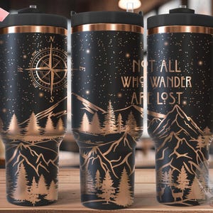 Not All Who Wander Are Lost Tumbler Wrap SVG, 40oz Laser Engraving File, Rotary Ready Digital Design, Jungle Theme SVG