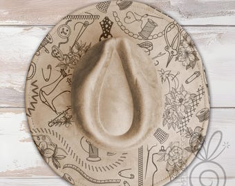 Sewing Wide Brim Hat Laser Engraving SVG