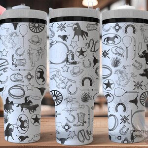 Western Cowboy Laser SVG Wrap for 30oz and 40oz Handled Tumblers - Etsy