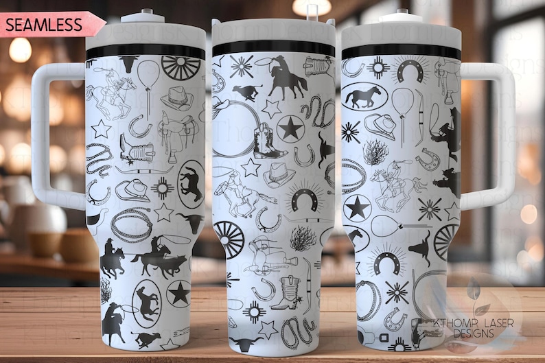 Western Cowboy Laser SVG Wrap for 30oz and 40oz Handled Tumblers - Etsy