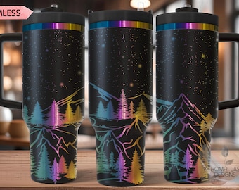 Mountain Scene Tumbler Wrap SVG, 40oz Laser Engraving File, Rotary Ready Digital Design, Exotic Animal SVG