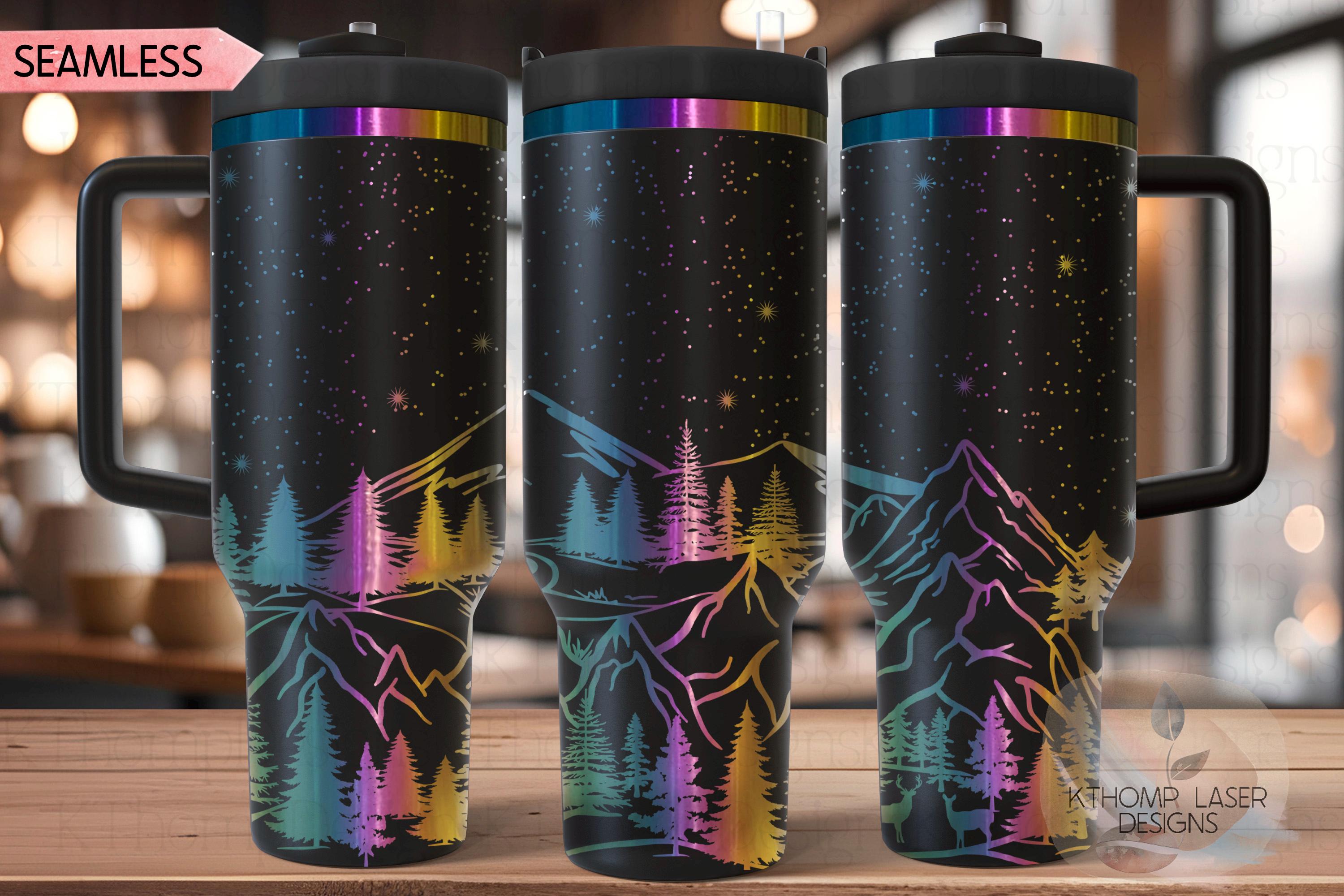 Mountain Scene Laser SVG Wrap for 30oz and 40oz Handled Tumblers