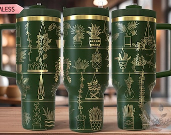 Potted Plant Shelves Laser SVG Wrap for 30oz and 40oz Handled Tumblers