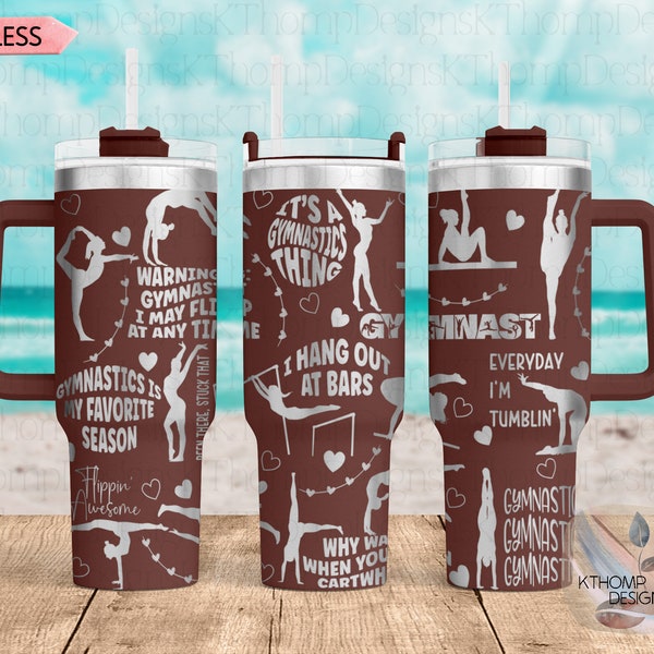 Gymnast Laser Engraved Full Wrap Design for 40oz Tumbler, Digital Download, SVG, Gymnastics Seamless Design, Tumbler Wrap For Laser Rotary