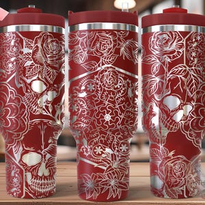 Skulls and Swear Words Tumbler Wrap SVG, 40oz Laser Engraving File, Rotary Ready Digital Design, Sassy Coffee SVG