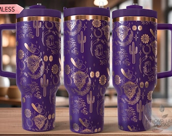 Highland Cow Western Laser SVG Wrap for 30oz and 40oz Handled Tumblers