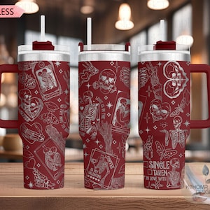 Valentine Skeletons Dead Inside Lovers Laser Engraved Full Wrap Design 40oz Tumbler, Digital Download, Seamless SVG For Laser Rotary