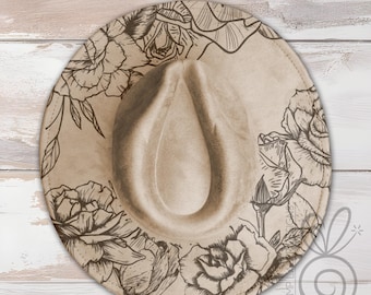 Roses Wide Brim Hat Laser Engraving SVG