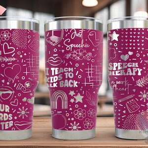 Logopediste Tumbler Wrap SVG, 20 oz en 30 oz lasergravure bestand, Rotary Ready digitaal ontwerp, carrière cadeau SVG