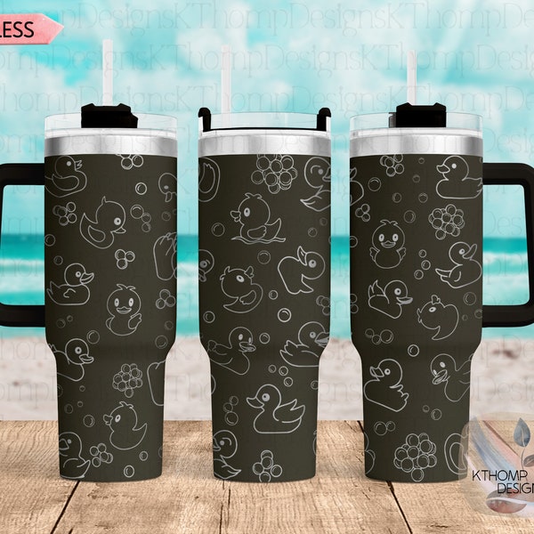 Rubber Ducks Doodles Laser Engraved Full Wrap Design for 40oz Tumbler, Digital Download, Seamless Design, SVG For Laser Rotary