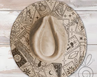 Tarot Cards Wide Brim Hat Laser Engraving SVG