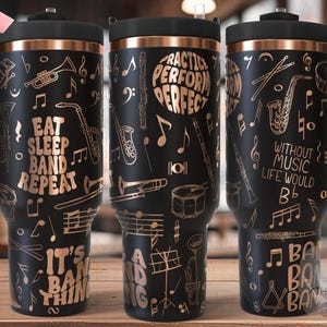Band Music Laser SVG Wrap for 30oz and 40oz Handled Tumblers
