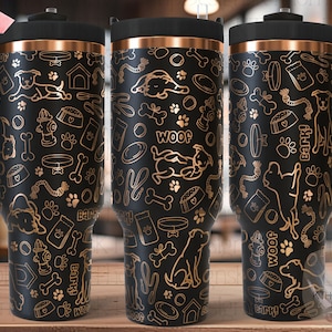 Pitbull Dog Tumbler Wrap SVG, 40oz Laser Engraving File, Rotary Engrave Digital Design, Dog Lover Gift