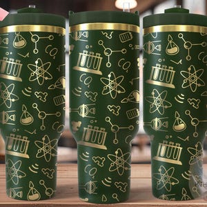 Envoltura para vaso con diseño de garabatos científicos, SVG, archivo de grabado láser de 40 oz, diseño digital compatible con Rotary, regalo profesional SVG