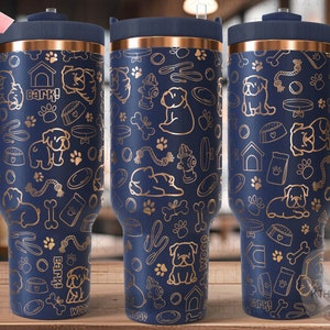 Bulldogs Tumbler Wrap SVG, file per incisione laser da 40 oz, design digitale con incisione rotativa, regalo per amanti dei cani