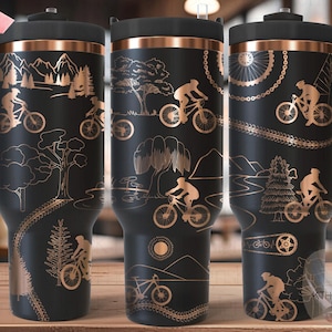 Envoltura SVG para vaso de ciclismo, archivo de grabado láser de 40 oz, diseño digital compatible con rotatorio, SVG para aficionados al deporte