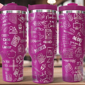 Boekhouding en financiën Tumbler Wrap SVG, 40oz lasergravurebestand, digitaal draaiklaar ontwerp, carrièrecadeau-SVG