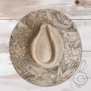 Tree Frogs Wide Brim Hat Laser Engraving SVG