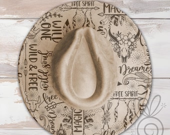 Wild One Free Spirit hatt med bred brätte lasergravering SVG