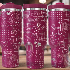 Social Worker Mental Health Tumbler Wrap SVG, 40oz Laser Engraving File, Rotary Ready Digital Design, Career Gift SVG