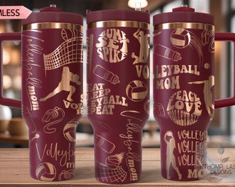 Volleyball Mom Tumbler Wrap SVG, 40oz Laser Engraving File, Rotary Ready Digital Design, Mom Life SVG