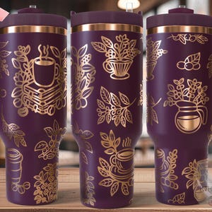 Floral Coffee Lover Tumbler Wrap SVG, 40oz Laser Engraving File, Rotary Ready Digital Design, Sassy Coffee SVG