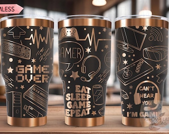 Gamer Tumbler Laser Engraved Wrap Design: 20oz 30oz SVG (Digital Download)