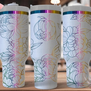 Peony Tumbler Wrap SVG, 40oz Laser Engraving File, Rotary Engrave Digital Design, Floral SVG Design