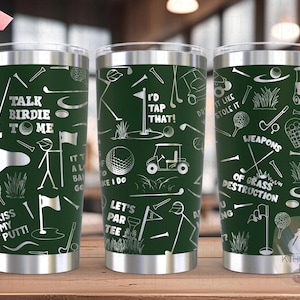 ゴルフファンタンブラーラップSVG、20オンスおよび30オンスレーザー彫刻ファイル、ロータリー対応デジタルデザイン、スポーツファンSVG