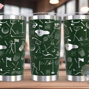 Golf Doodles Tumbler Wrap SVG, fichier de gravure laser 20 oz et 30 oz, conception numérique prête à l'emploi, fan de sport SVG