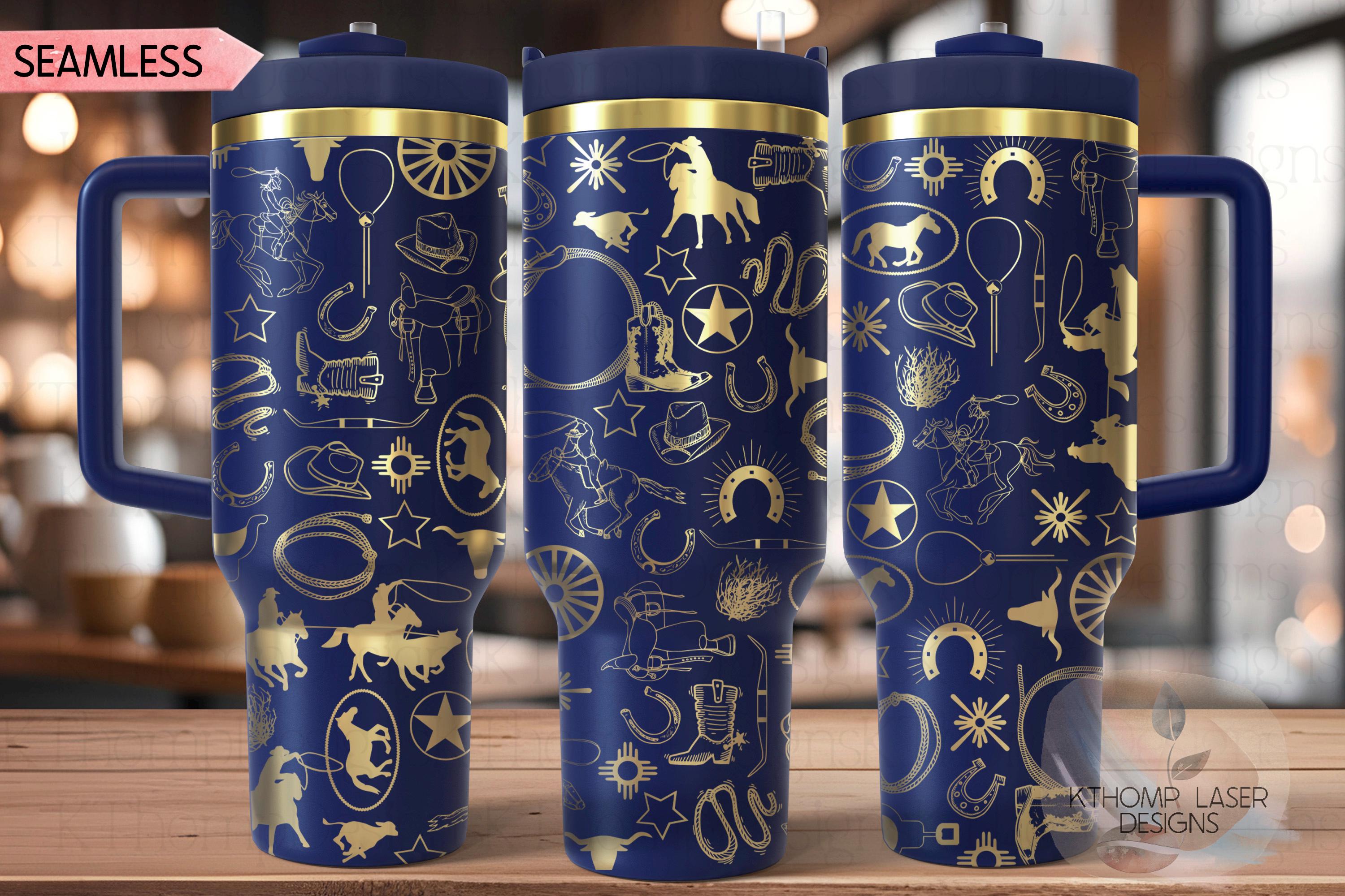 Western Cowboy Laser SVG Wrap for 30oz and 40oz Handled Tumblers - Etsy
