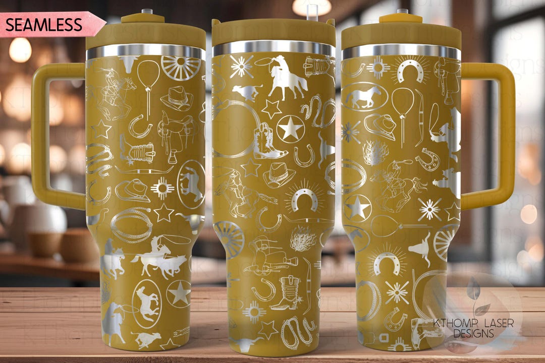 Western Cowboy Laser SVG Wrap for 30oz and 40oz Handled Tumblers - Etsy