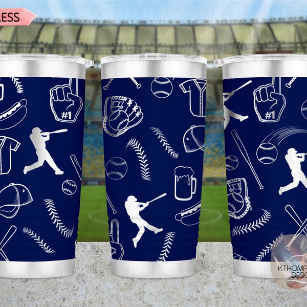 Baseball Doodles Laser Engraved Full Wrap Design for 20oz & 30oz Tumblers, Digital Download, SVG, Seamless Design, Tumbler Wrap For Rotary