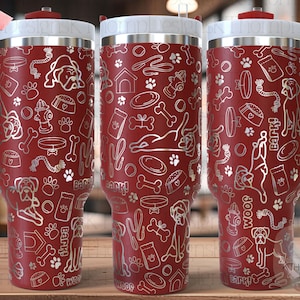 Boxer Dog Tumbler Wrap SVG, 40oz Laser Engraving File, Rotary Engrave Digital Design, Dog Lover Gift
