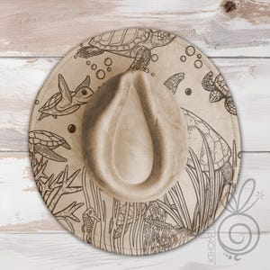 Sea Turtles Sea Life Wide Brim Hat Laser Engraving SVG