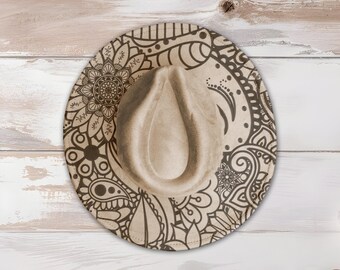 Henna Doodles Wide Brim Hat Laser Engraving SVG