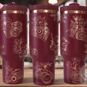 Floral Fotografie Tumbler Wrap SVG, 40 Unzen Lasergravur Datei, Drehbereites digitales Design, Karriere Geschenk SVG
