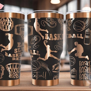 Fan de basket-ball sport masculin gobelet Wrap SVG, fichier de gravure laser 20 oz et 30 oz, conception numérique prête à l'emploi, fan de sport SVG