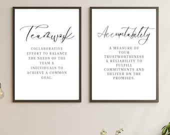 Teamwork Accountability Printable Office Wall Art, Motivation Decor, Inspiration Quote, Positive Affirmation, Work Quotes, Business, Success