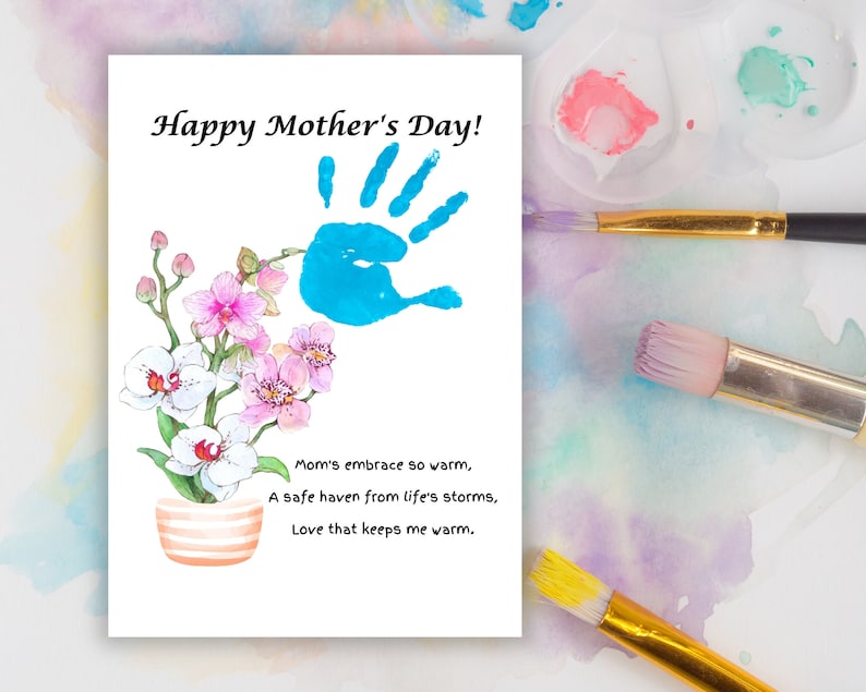 Mother's Day Handprint Craft Printable, Orchid DIY Template ...