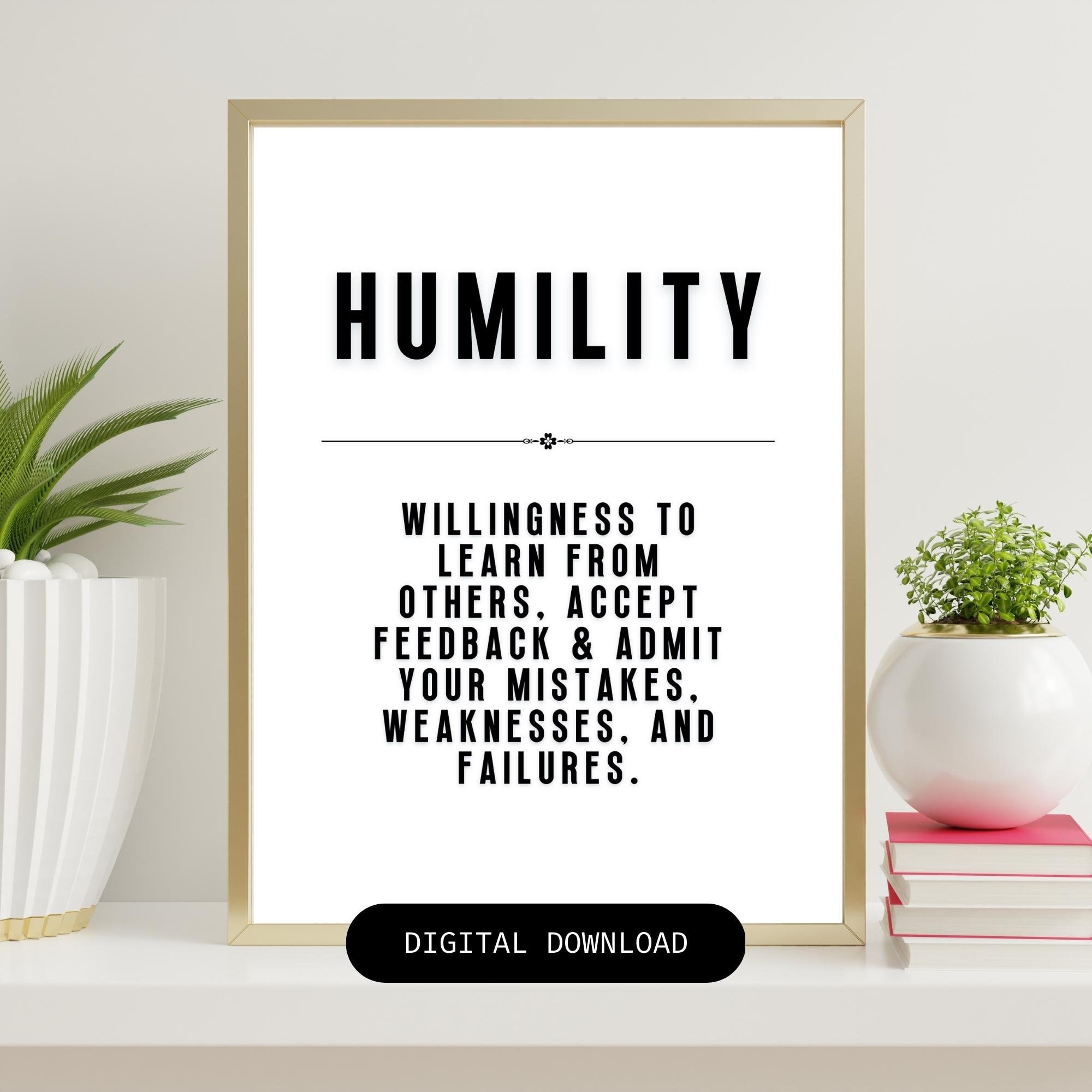 Humility Definition Printable Wall Art Home and Office Decor Etsy