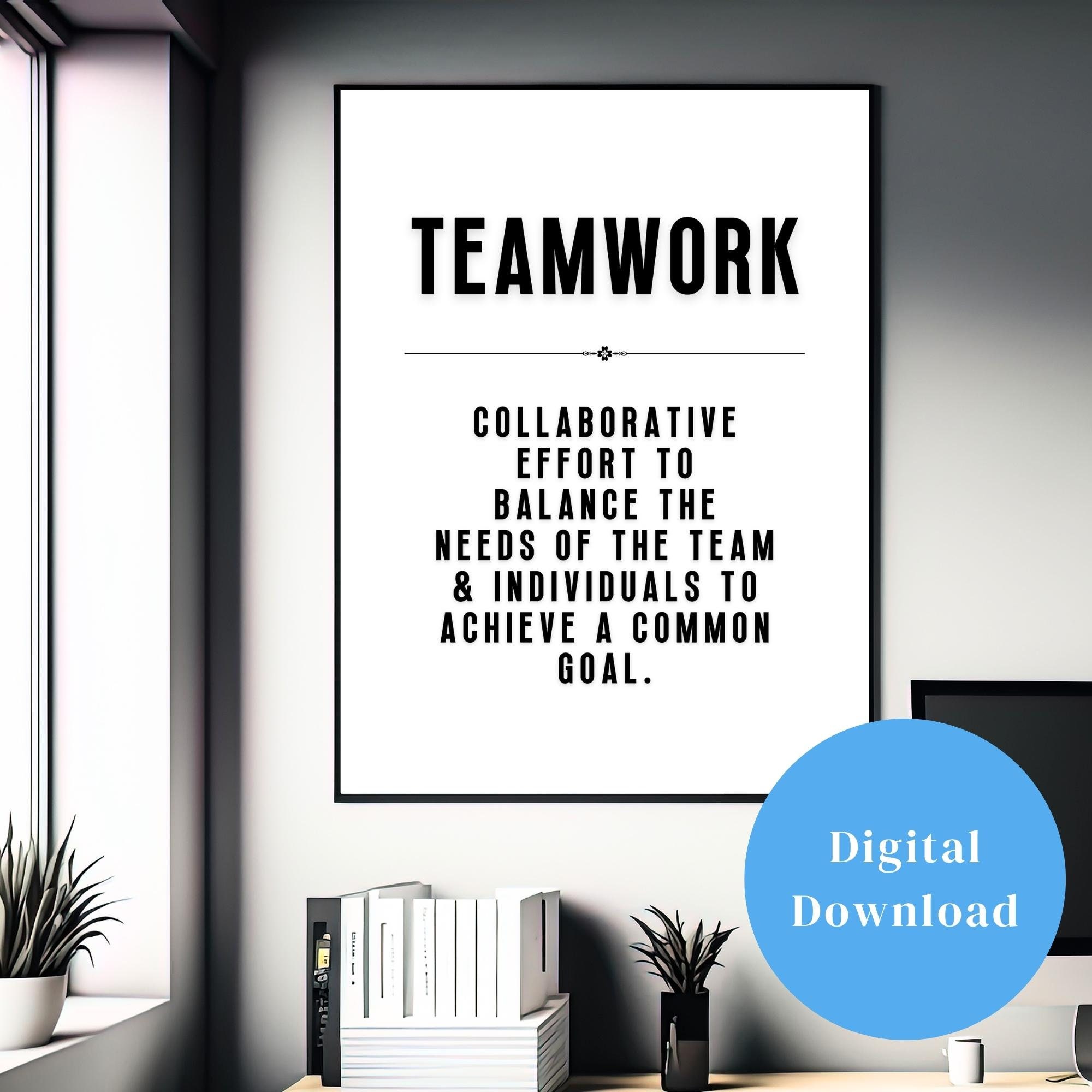 Teamwork Definition Sign Teamwork Definition Printable Wall Art Home Office Decor Wall Art ...