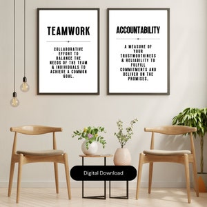 Teamwork Accountability Printable Office Wall Art, Motivation Decor, Inspiration Quote, Positive Affirmation, Work Quotes, Business, Success