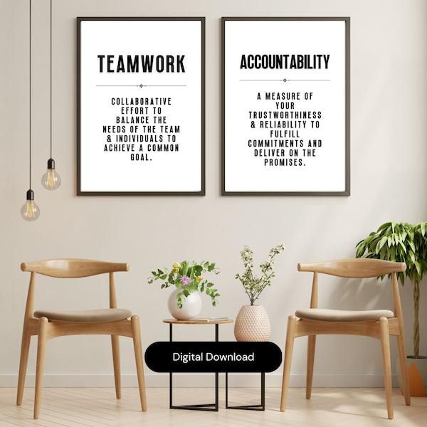 Teamwork Accountability Printable Office Wall Art, Motivation Decor, Inspiration Quote, Positive Affirmation, Work Quotes, Business, Success