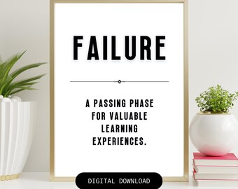 Motivational Office Decor, Failure Definition Wall Art, Inspiring Quote Print for Workplace Resilience, Affordable and Unique Decoration