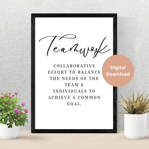 Teamwork Definition Printable Wall Art Home Office Decor Wall art, Inspirational Poster, Motivational Artwork, Collaboration, Business Decor