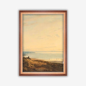 Varley The Curfew Vintage Seaside Landscape Printable Wall Art Coastal Digital Retro Painting Beach Decor Sunset Ocean Art Print Home Decor